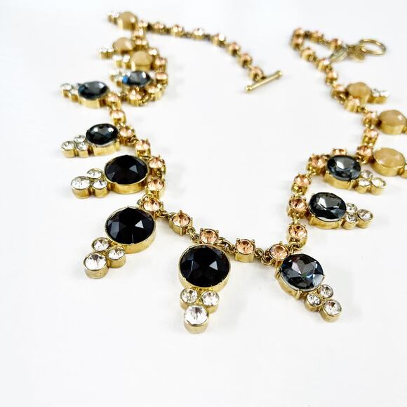 Ann Taylor Gray & Blush Stone Crystal Statement Necklace - Picture 3 of 8